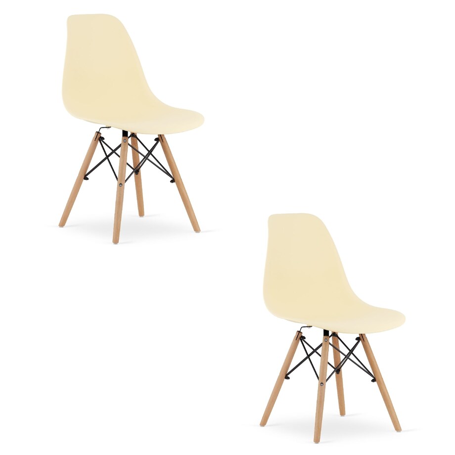 Krzesło Do Jadalni Kuchni Salonu Osaka Kremowe / Nogi Naturalne X 2