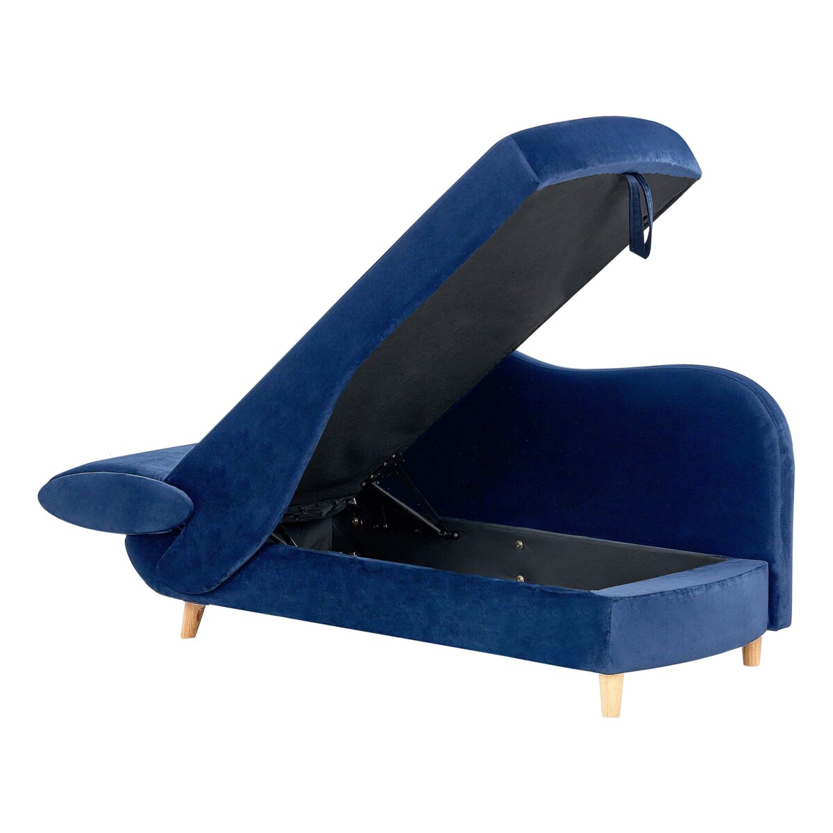Szezlong welurowy z pojemnikiem lewostronny niebieski MERI II