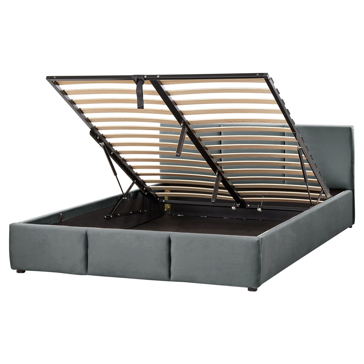 Łóżko z pojemnikiem Welur BOUSSE 160 x 200 cm Ciemnoszary