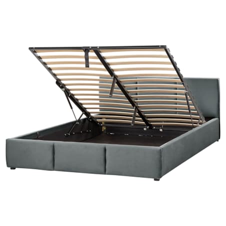 Łóżko z pojemnikiem Welur BOUSSE 160 x 200 cm Ciemnoszary