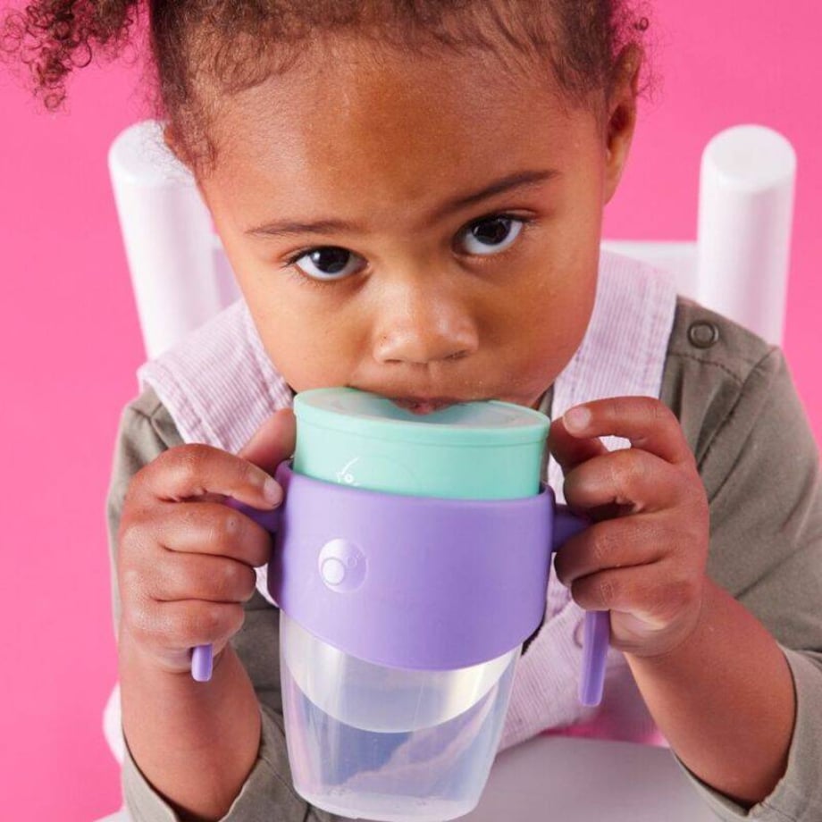 Kubek 360 do nauki picia dla dzieci 250 ml – kubek treningowy niekapek 6m+ Lilac Pop b.box