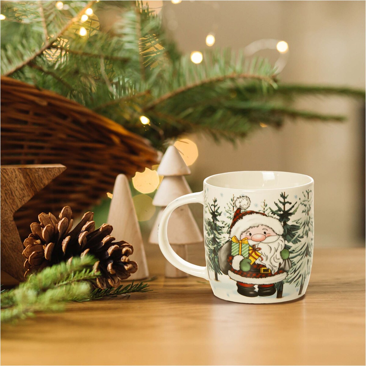 Kubek Świąteczny Ceramiczny Na Prezent 370 Ml Boże Narodzenie Mikołaj