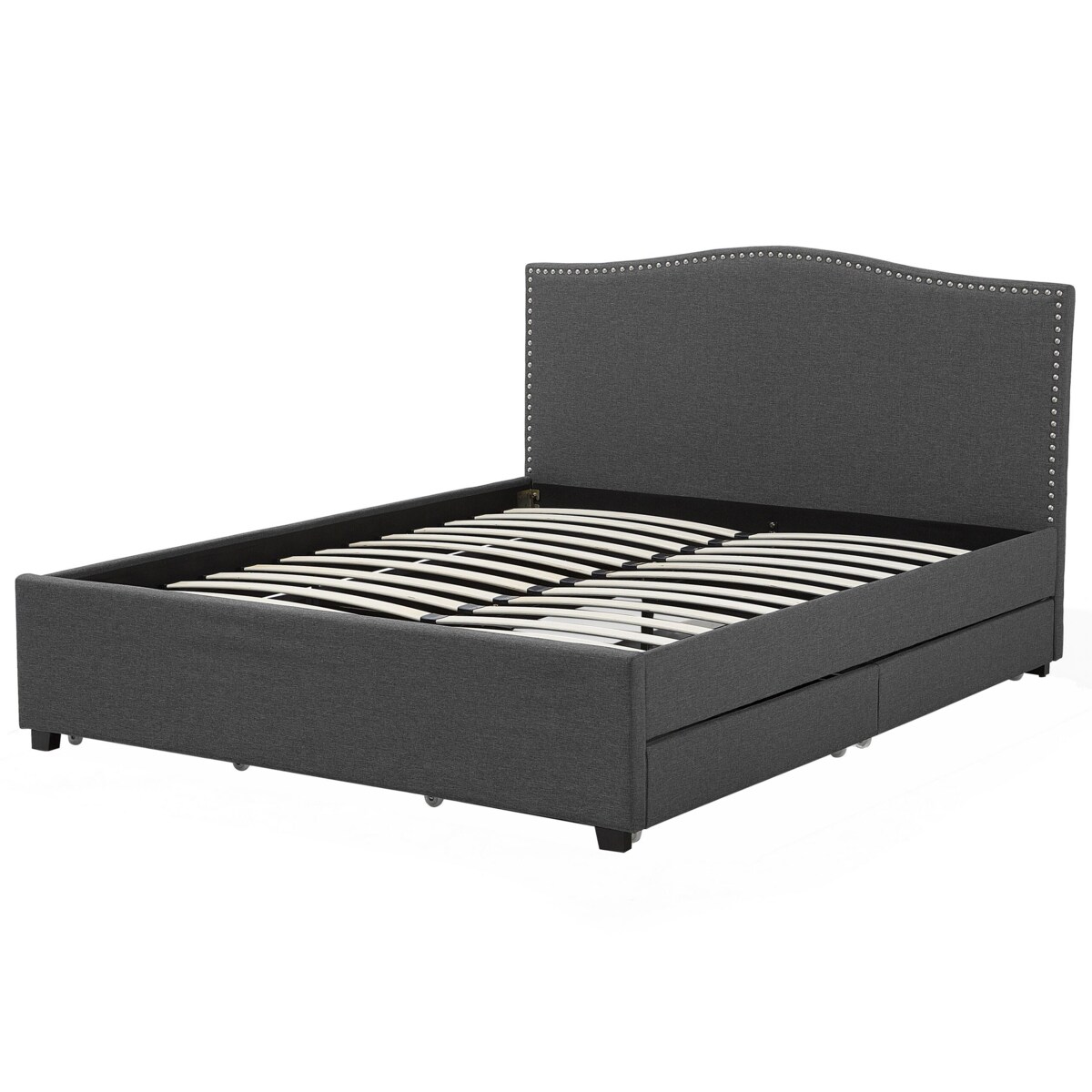 Łóżko z szufladami tapicerowane 180 x 200 cm szare MONTPELLIER