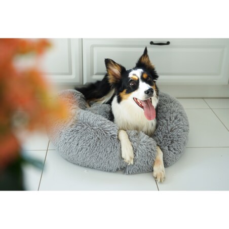 Legowisko pluszowe dla kota lub psa FUZZY, 70 cm, Szary