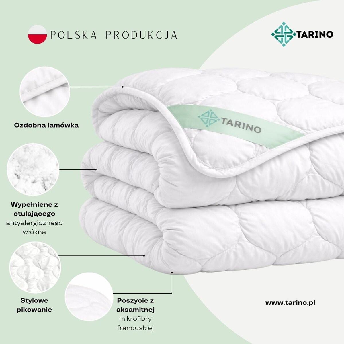 Kołdra całoroczna antyalergiczna 140x200 + poduszka 70x80 zestaw zimowa Polski producent