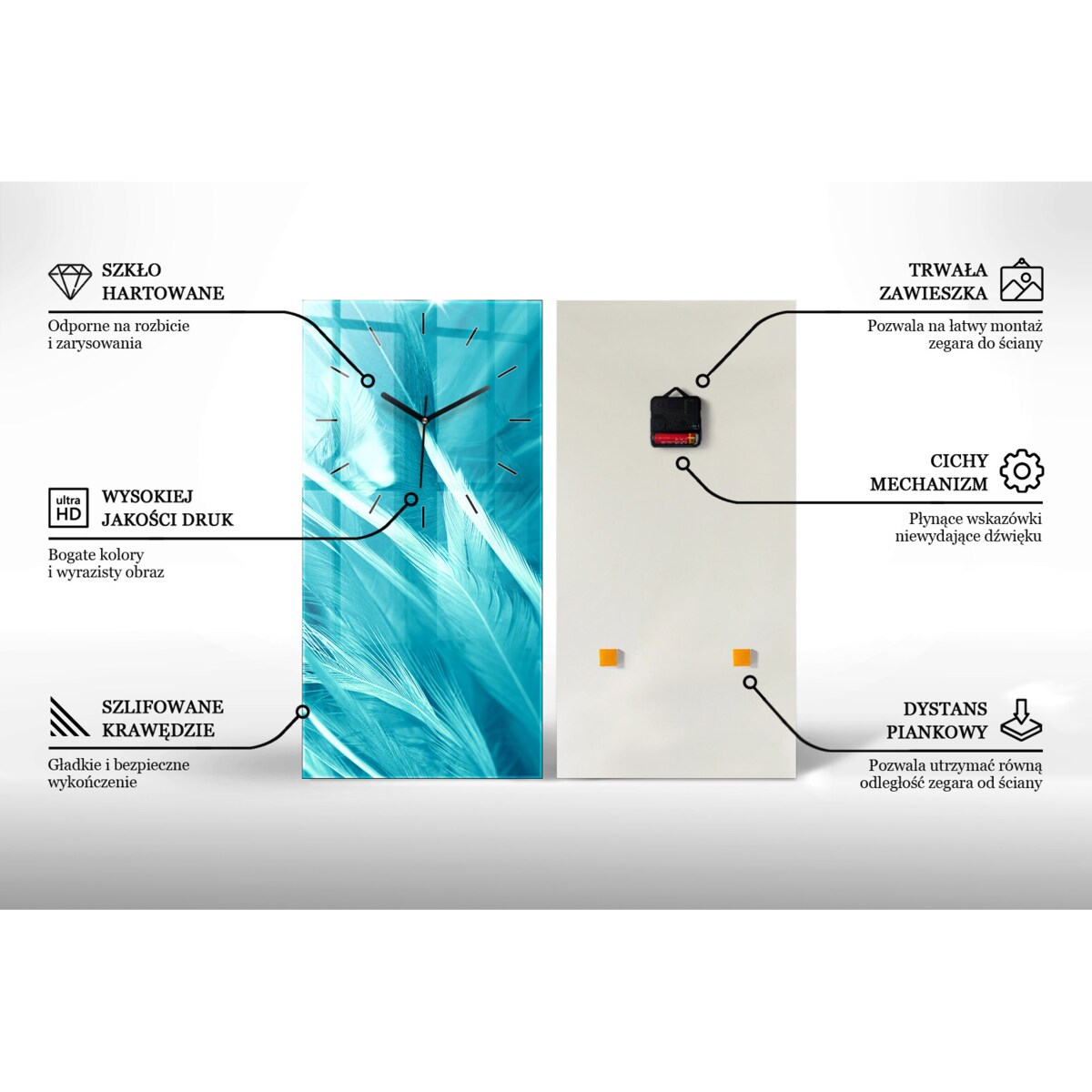 Zegar ścienny Industrialny Beton, 30x60 cm