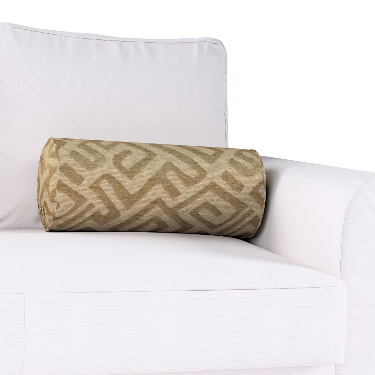 Poduszka wałek z zakładkami, kawowe wzory na beżowym tle, Ø20 x 50 cm, Cosy Home