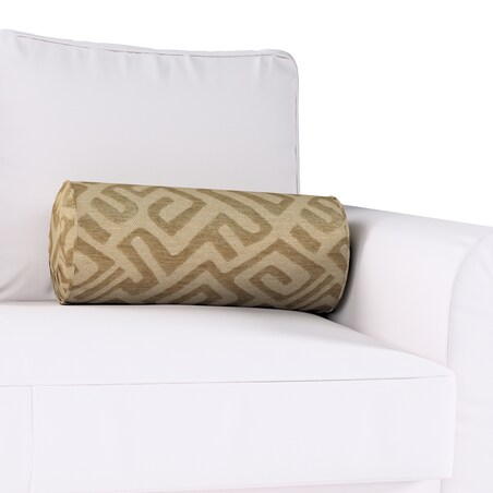 Poduszka wałek z zakładkami, kawowe wzory na beżowym tle, Ø20 x 50 cm, Cosy Home
