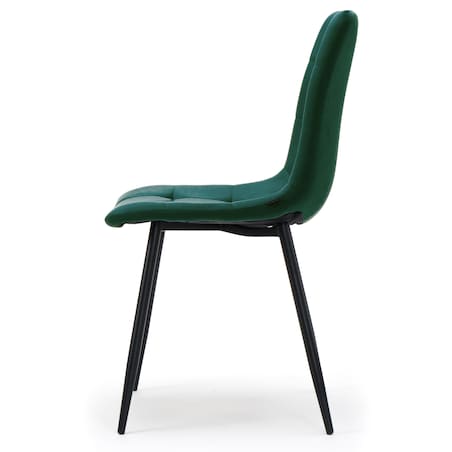 Krzesło tapicerowane pikowane welurowe do salonu jadalni PARMA zielona