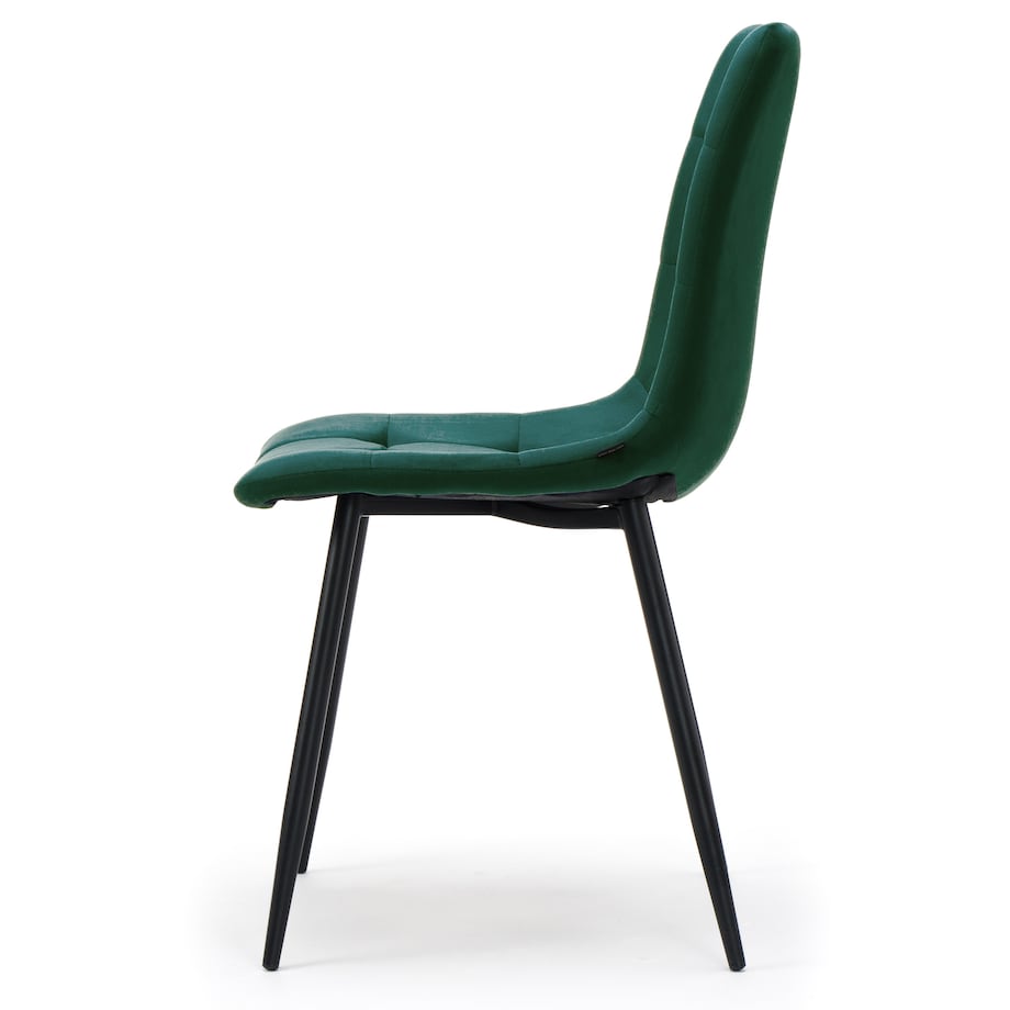 Krzesło tapicerowane pikowane welurowe do salonu jadalni PARMA zielona