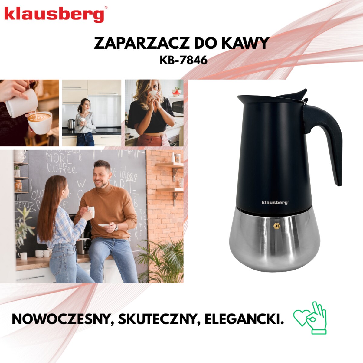 Kawiarka espresso kafeterka ciśnieniowa KLAUSBERG 450ml 9 filiżanki
