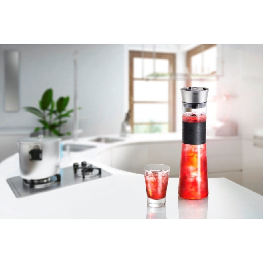 Karafka z filtrem o pojemności 1l do serwowania napojów, szklana butelka z korkiem kulkowym