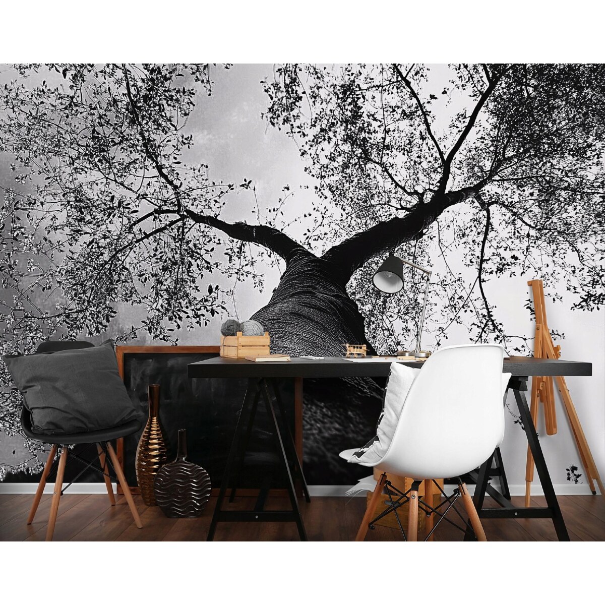 Fototapeta Do Sypialni Salonu Na Flizelinie Drzewo Natura Czarno biały 250x175