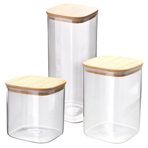 Zestaw szklanych słoików kuchennych z bambusową pokrywką KLAR, 3 szt.