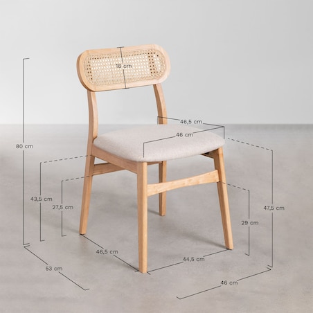 Krzesło z dewna kauczukowego i z plecionką Kavi czarne