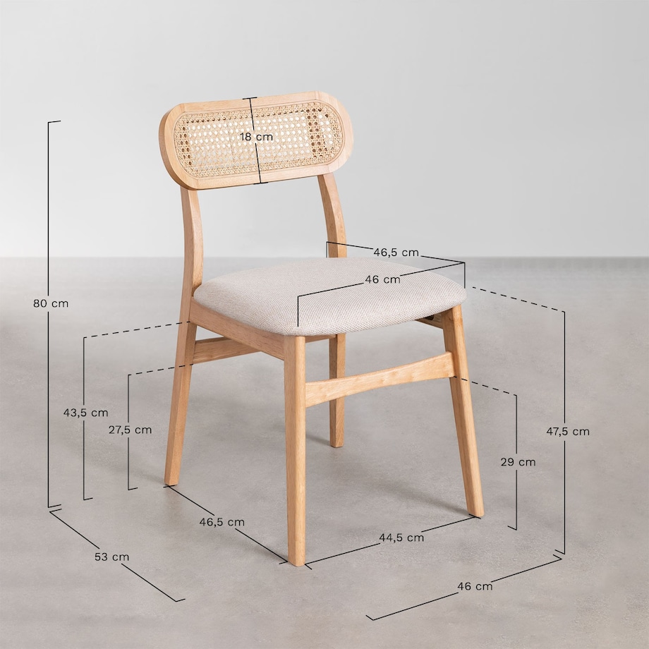 Krzesło z dewna kauczukowego i z plecionką Kavi czarne