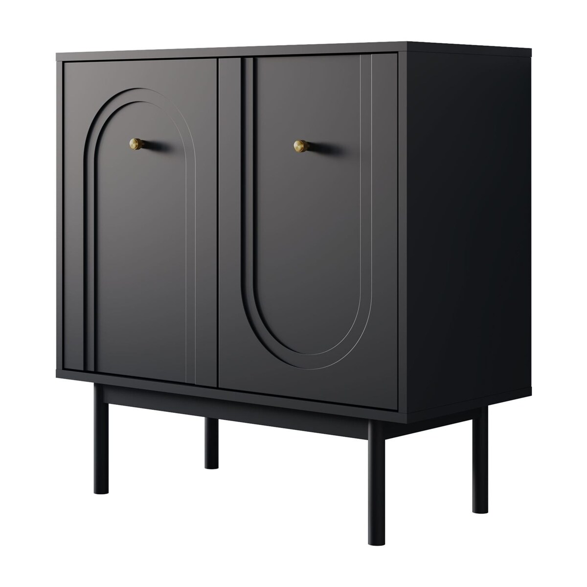 Komoda LIBERTY 2D na drewnianych nóżkach, czarna
