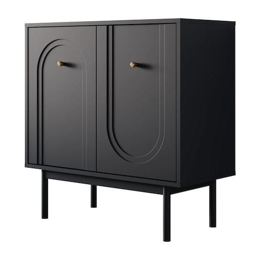 Komoda LIBERTY 2D na drewnianych nóżkach, czarna