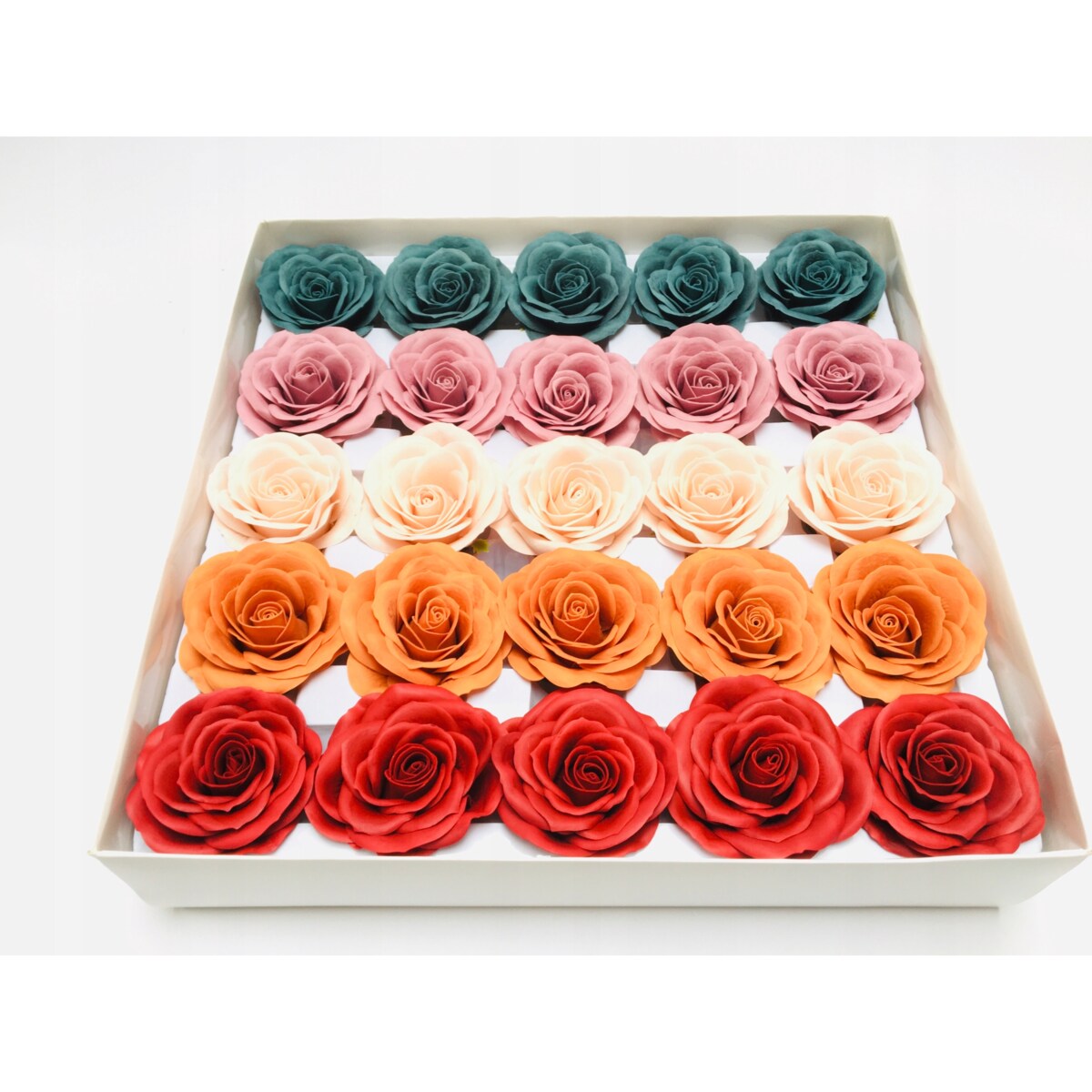 FLOWER BOX KWIATY MYDLANE róża mix 25szt prezent upominek mamy pachnące