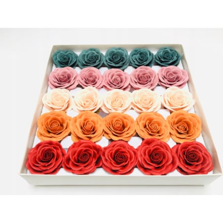 FLOWER BOX KWIATY MYDLANE róża mix 25szt prezent upominek mamy pachnące