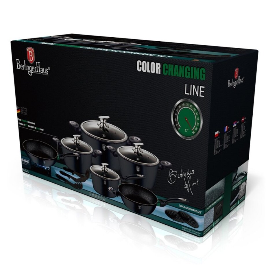 Zestaw 15 elementów garnki, patelnie i akcesoria Berlinger Haus BH-1474 Thermoguard