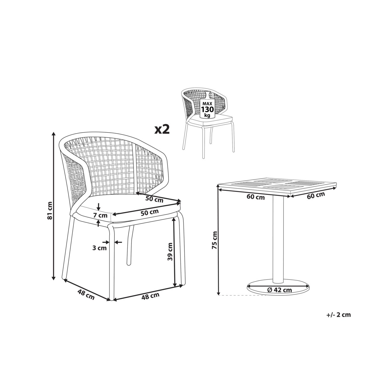 Zestaw mebli balkonowych z poduszkami PALMI Metal Szary