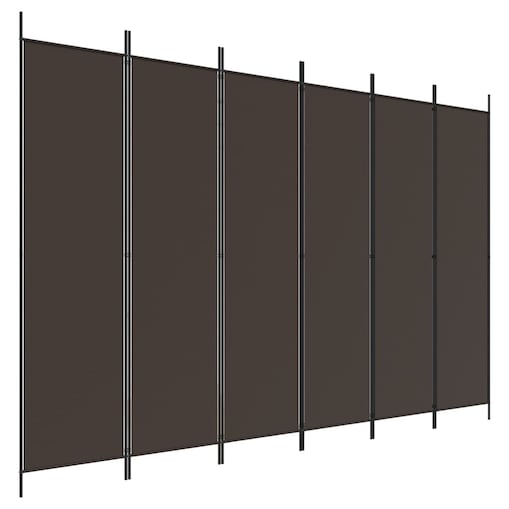 vidaXL Parawan 6-panelowy, brązowy, 300x200 cm, tkanina