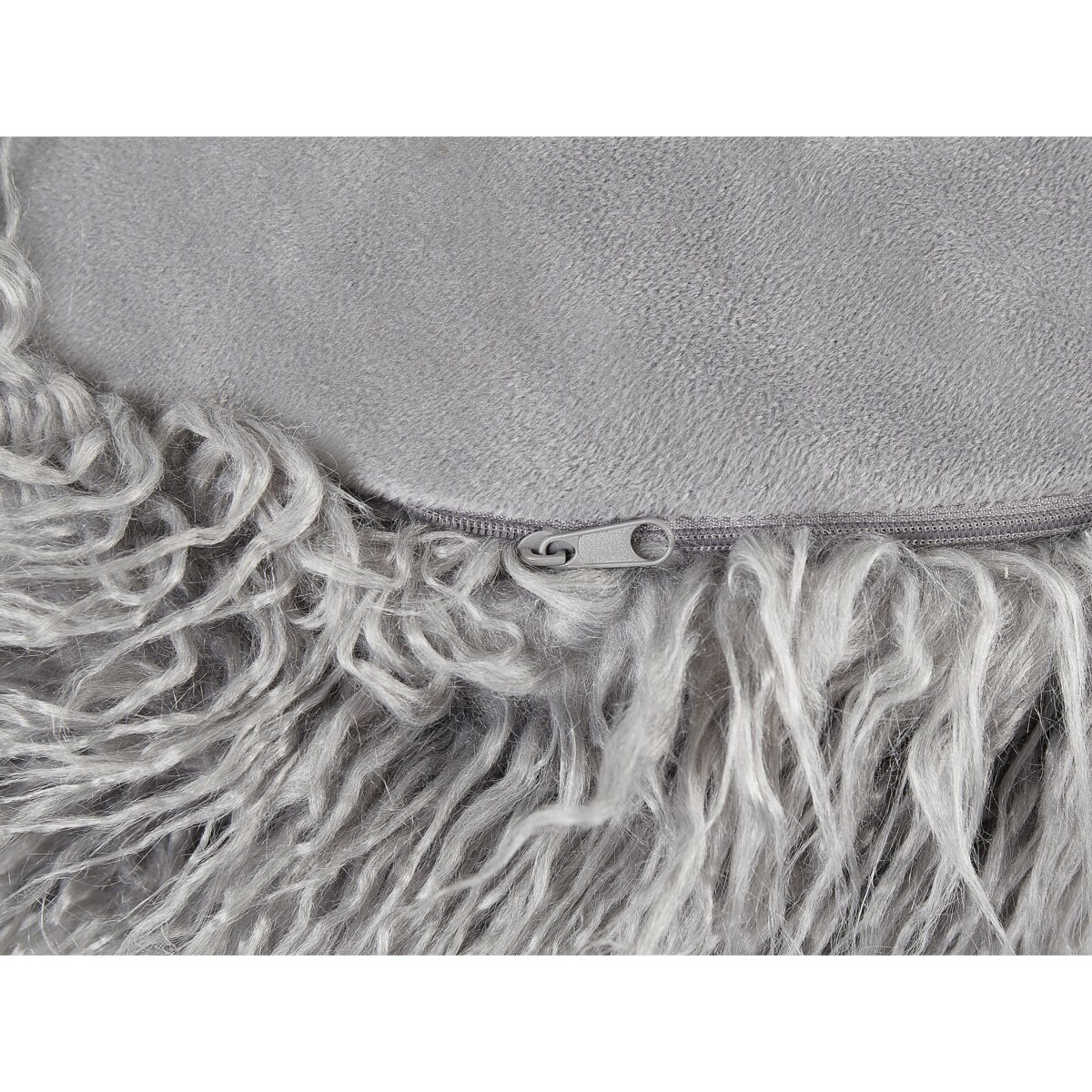 Puf futrzany 50 x 50 x 30 cm szary TUKKI