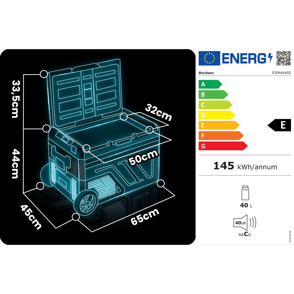 Lodówka turystyczna kompresorowa samochodowa 12V/230V 40L Berdsen