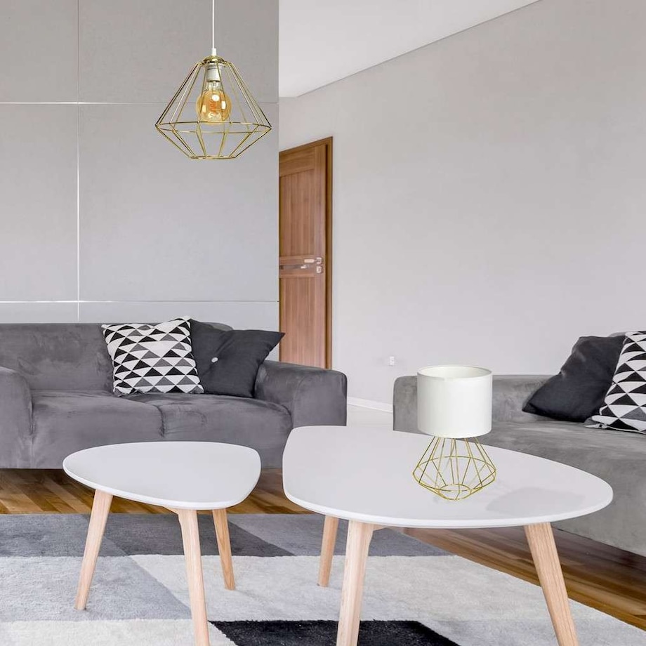 Biurkowa LAMPA stojąca LUPO MLP6268 Milagro druciana LAMPKA stołowa klatka metalowa złota