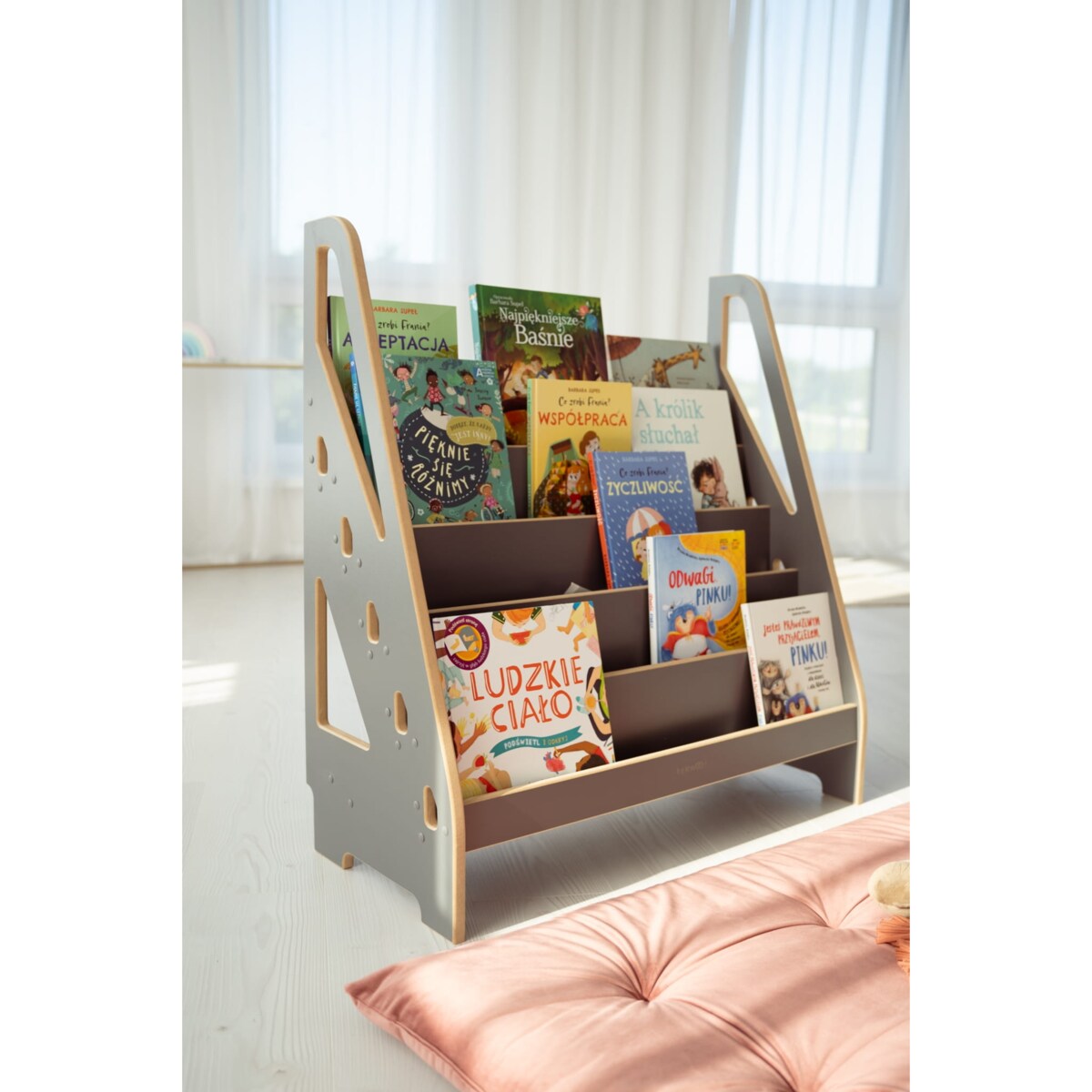 MAXI biblioteczka montessori - szara