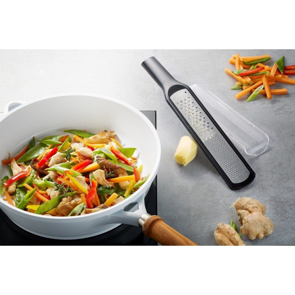 Tarka z pojemnikiem, zestaw z 2 tarczami z grubymi i drobnymi oczkami