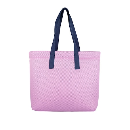 Torba plażowa różowa z granatową rączką 45×33 cm