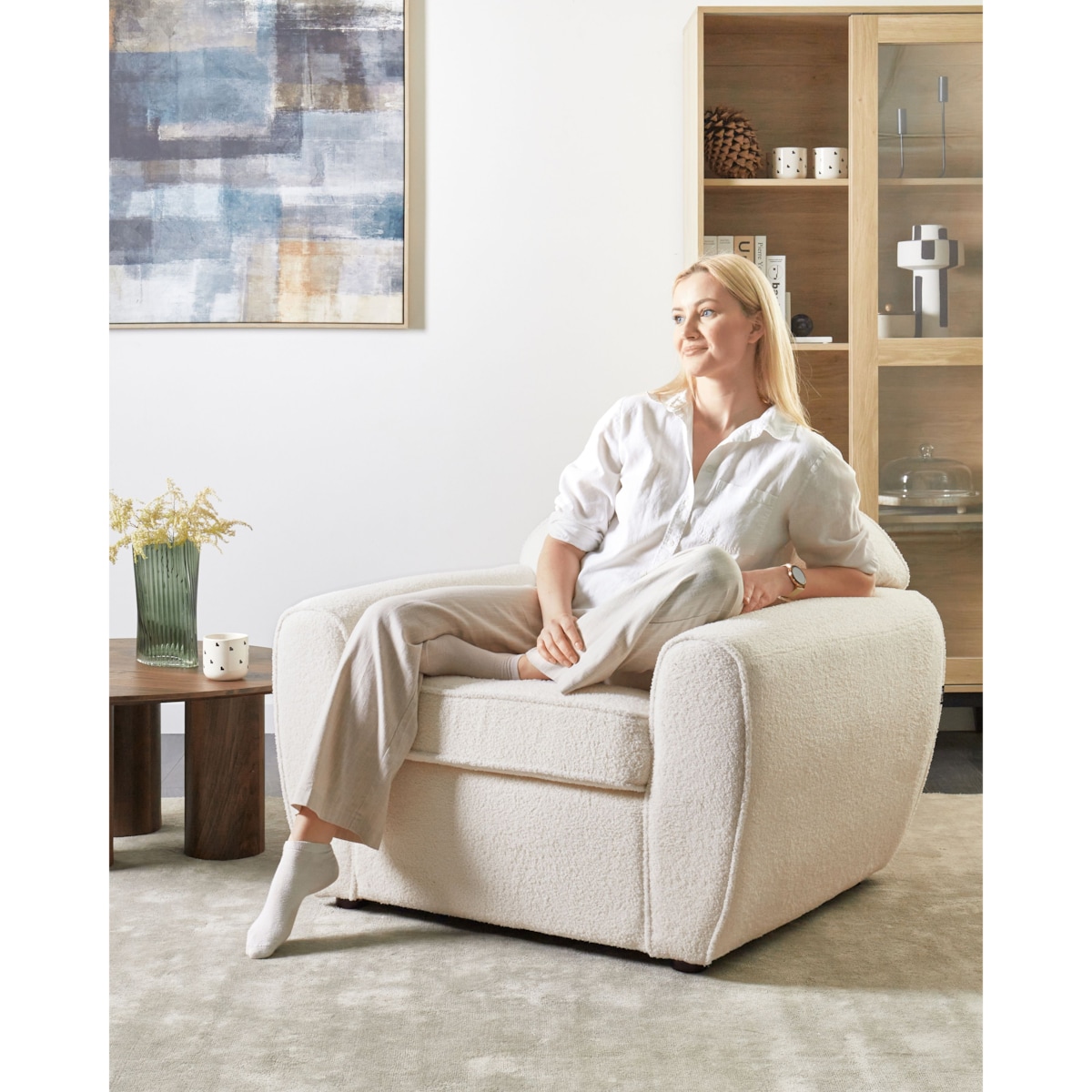 Fotel ELLEDE Boucle Jasnobeżowy