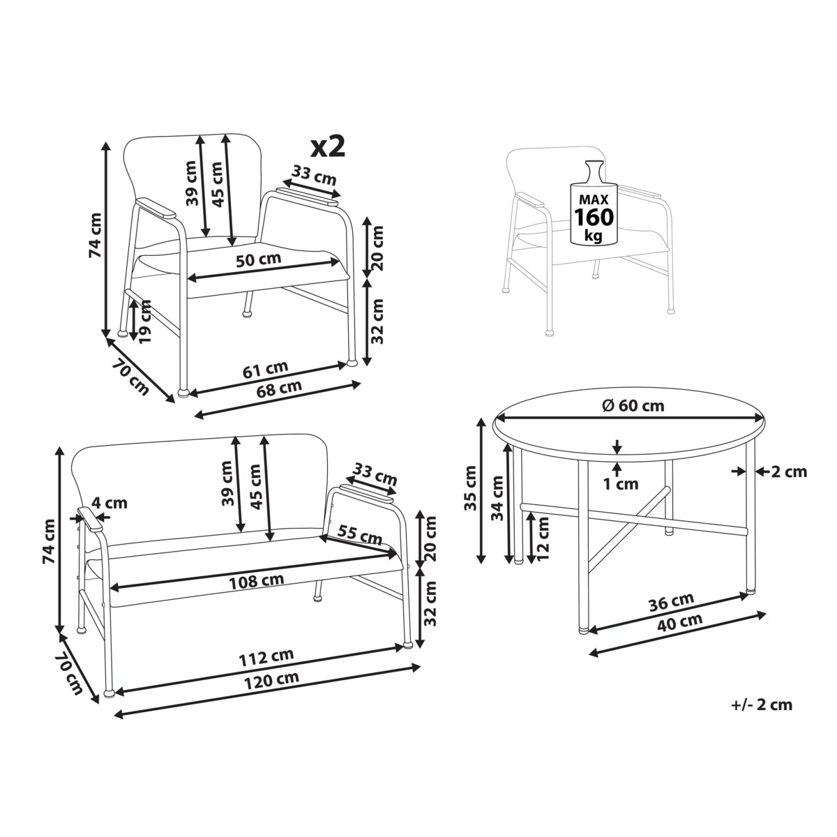 Zestaw wypoczynkowy OFANTO Technorattan Naturalny dla 4 osób