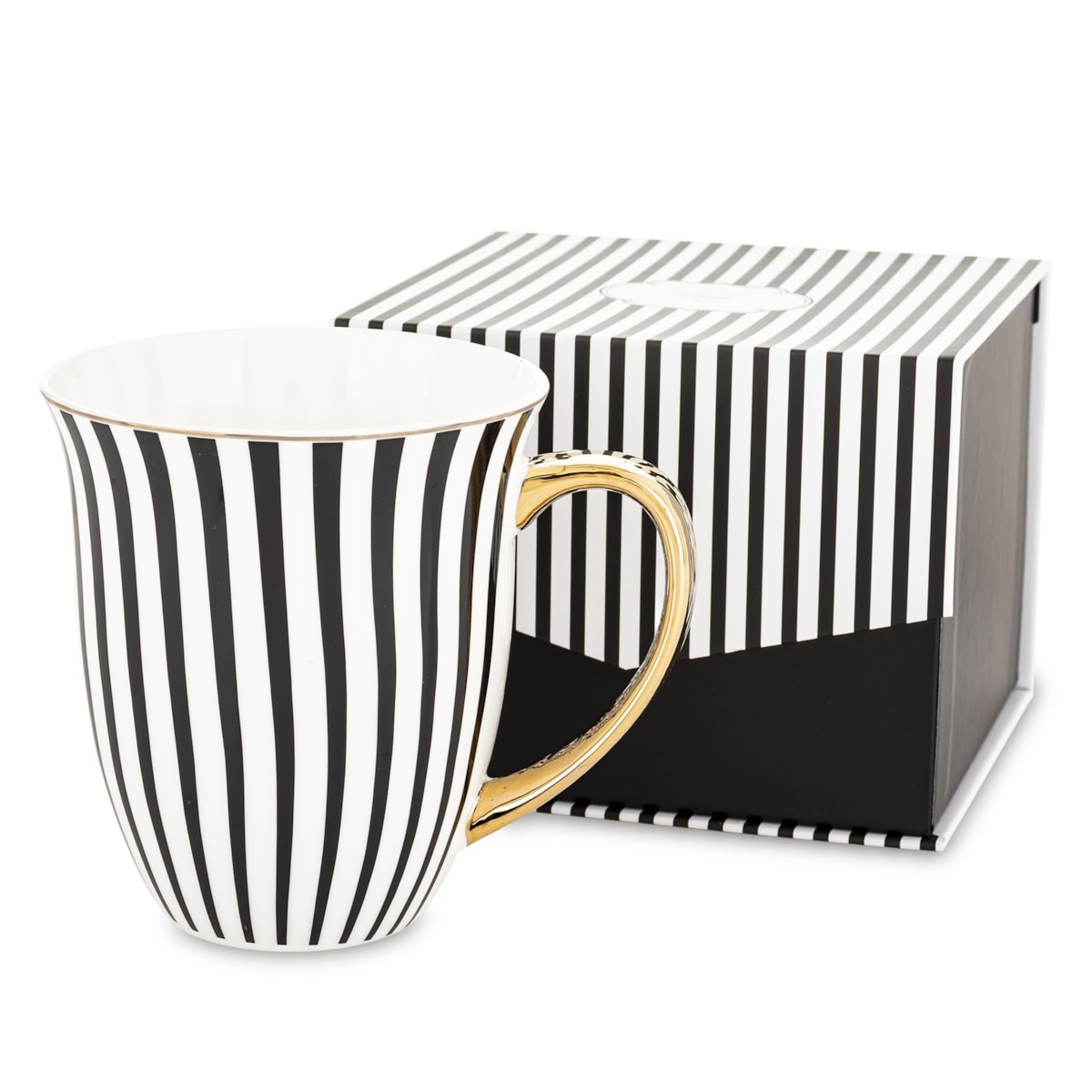 Kubek porcelanowy11,5x13x10 cm w pudełku 450 ml TASSA - w czarno-białe paski