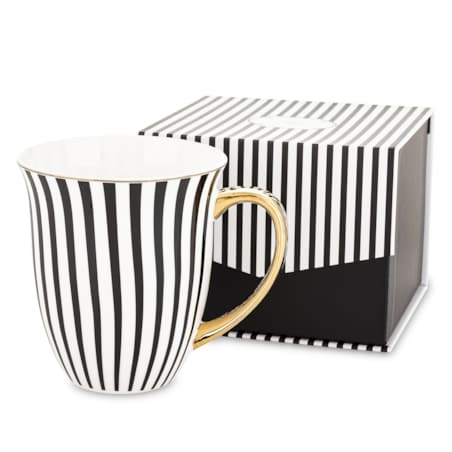 Kubek porcelanowy11,5x13x10 cm w pudełku 450 ml TASSA - w czarno-białe paski