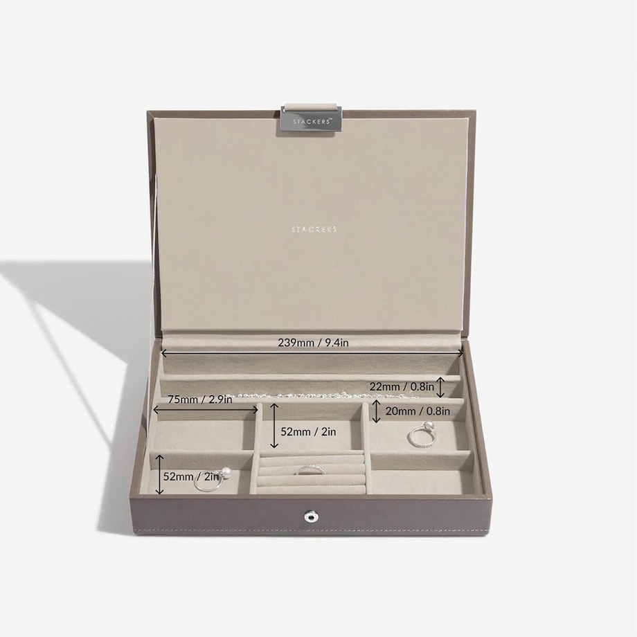 Szkatułka na biżuterię Stackers classic szaro-beżowa z pokrywką