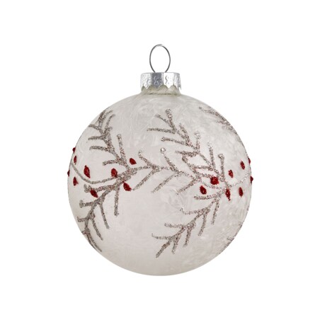 Zestaw 50 bombek SNOWFLAKE Szkło Czerwony/ biały