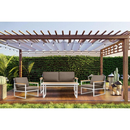 KONSIMO TRIBO Biały stalowy stół ogrodowy w stylu loftowym