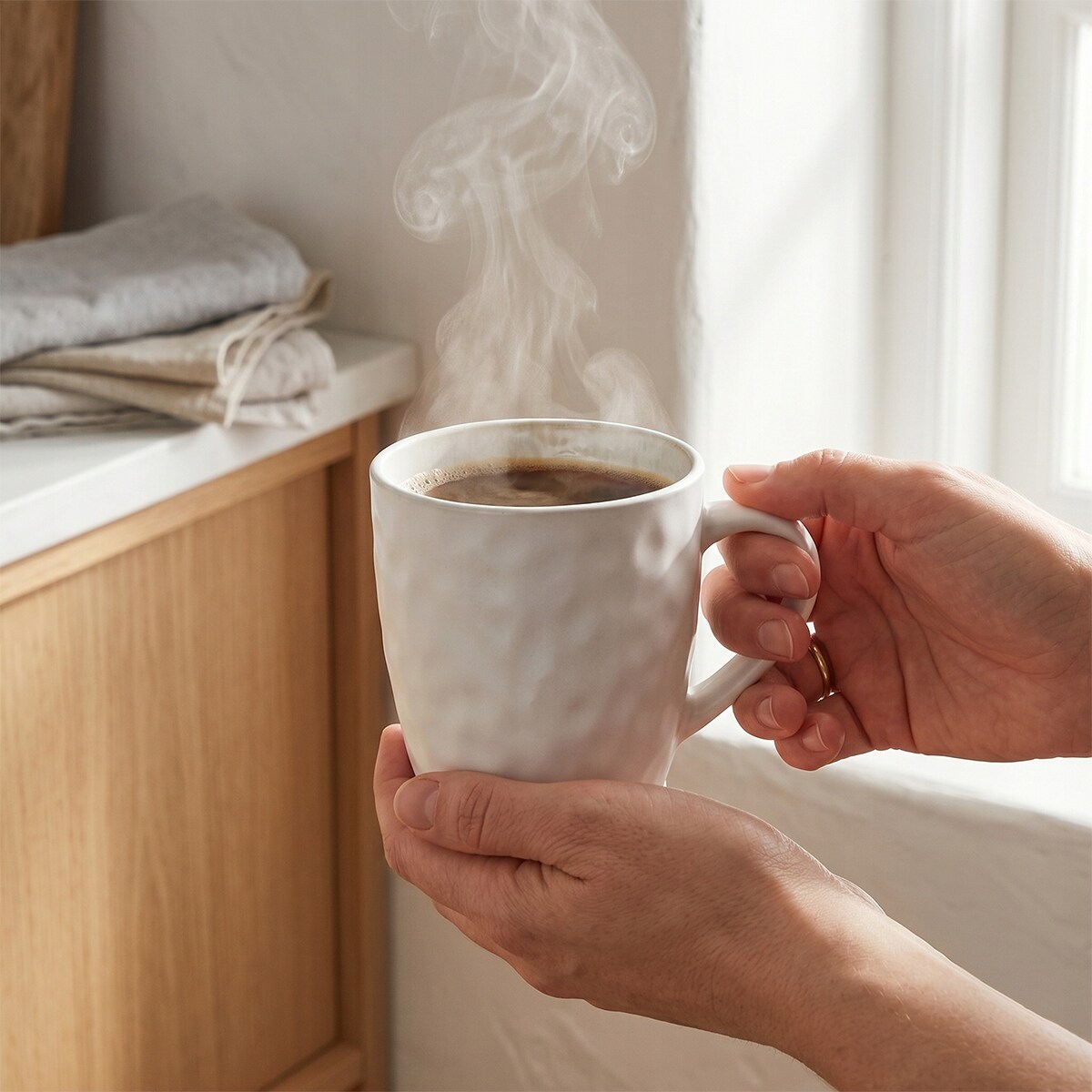 KUBEK CERAMICZNY 350ml BIAŁY DO KAWY HERBATY Z UCHWYTEM NA KAWĘ HERBATĘ