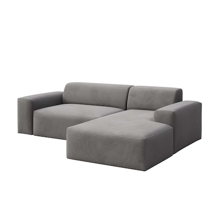 Villet Sofa narożna prawa z funkcją spania i pojemnikiem szara