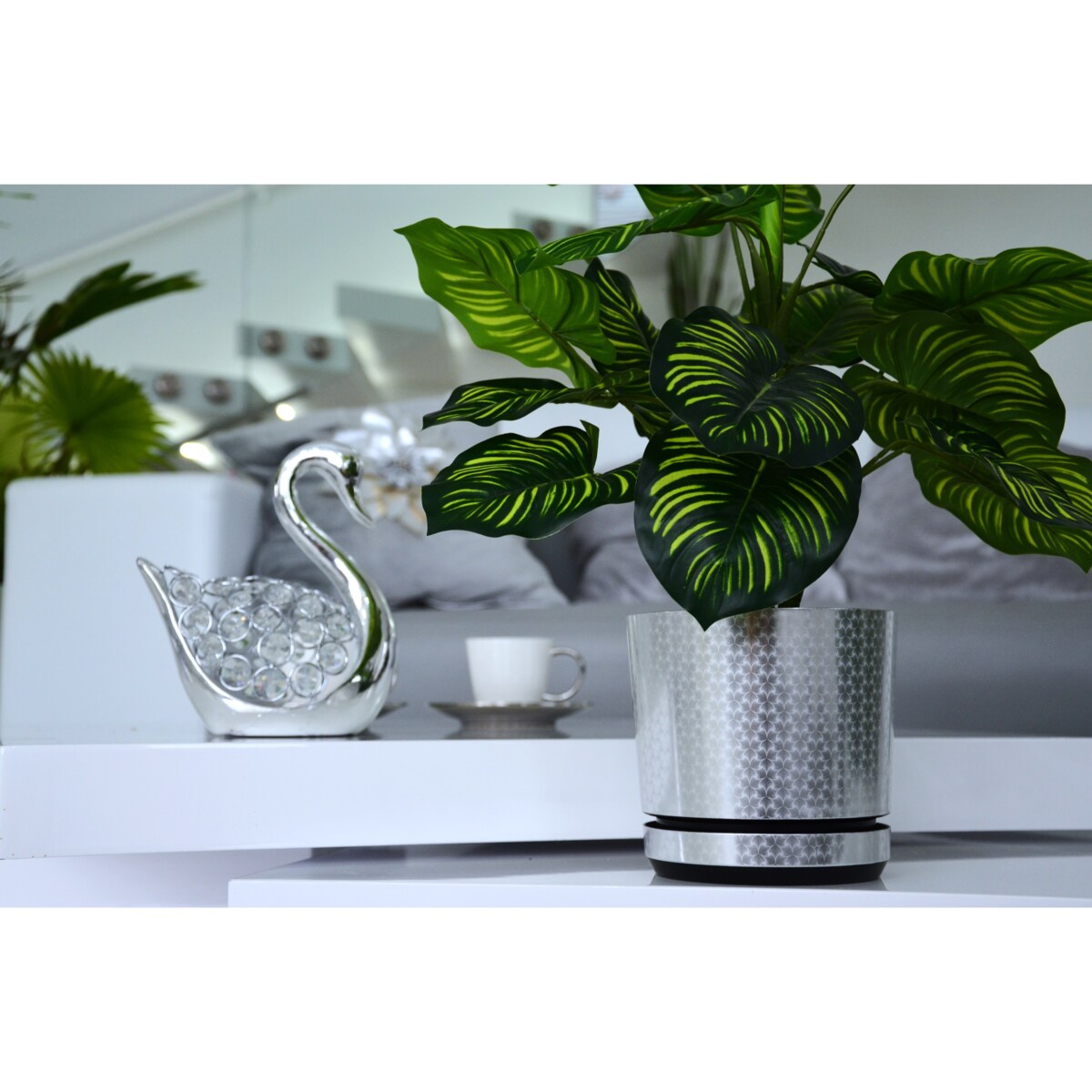 32 cm piękny wzór SREBRY ART - DECO piękny elegancki deseń niezwykły wzór glamour ekskluzywna duża donica