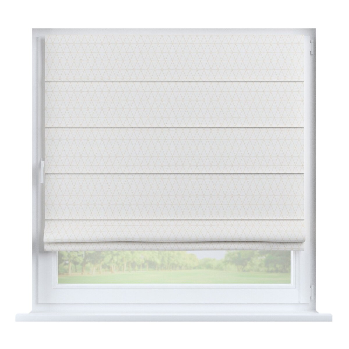 Roleta rzymska Capri, beżowe trójkąty na kremowo-białym tle, Sunny