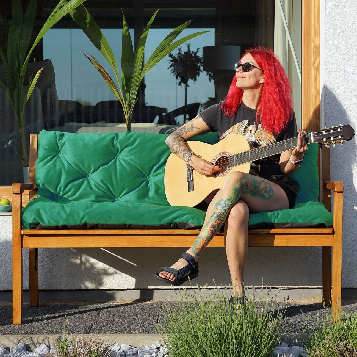 Poduszki na meble ogrodowe z oparciem, 120x60x50 cm, Zielony