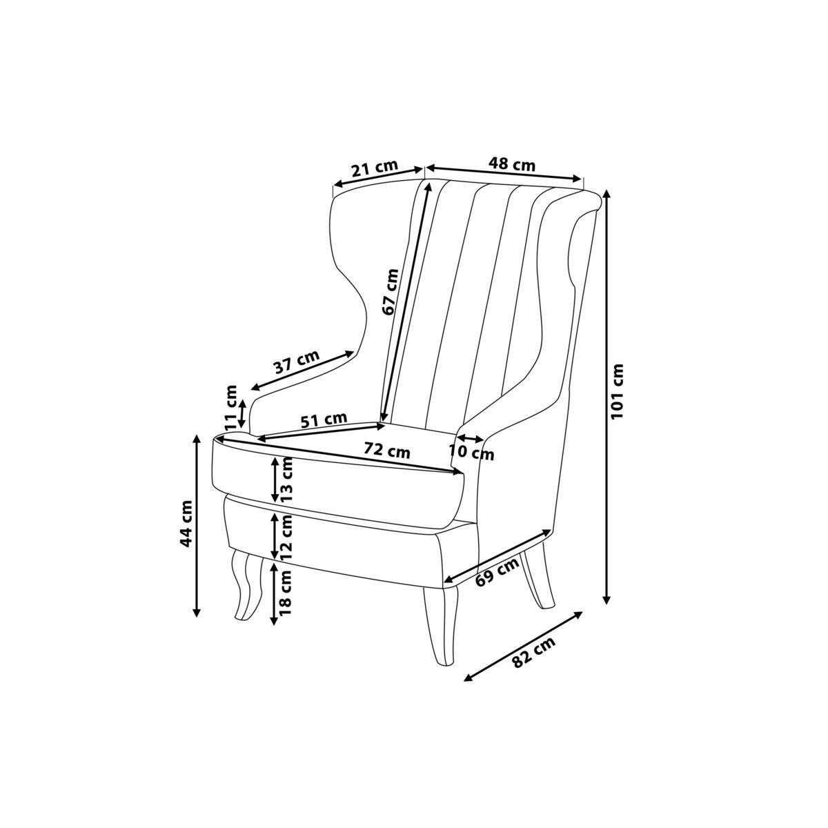 Fotel czarno-biały MOLDE