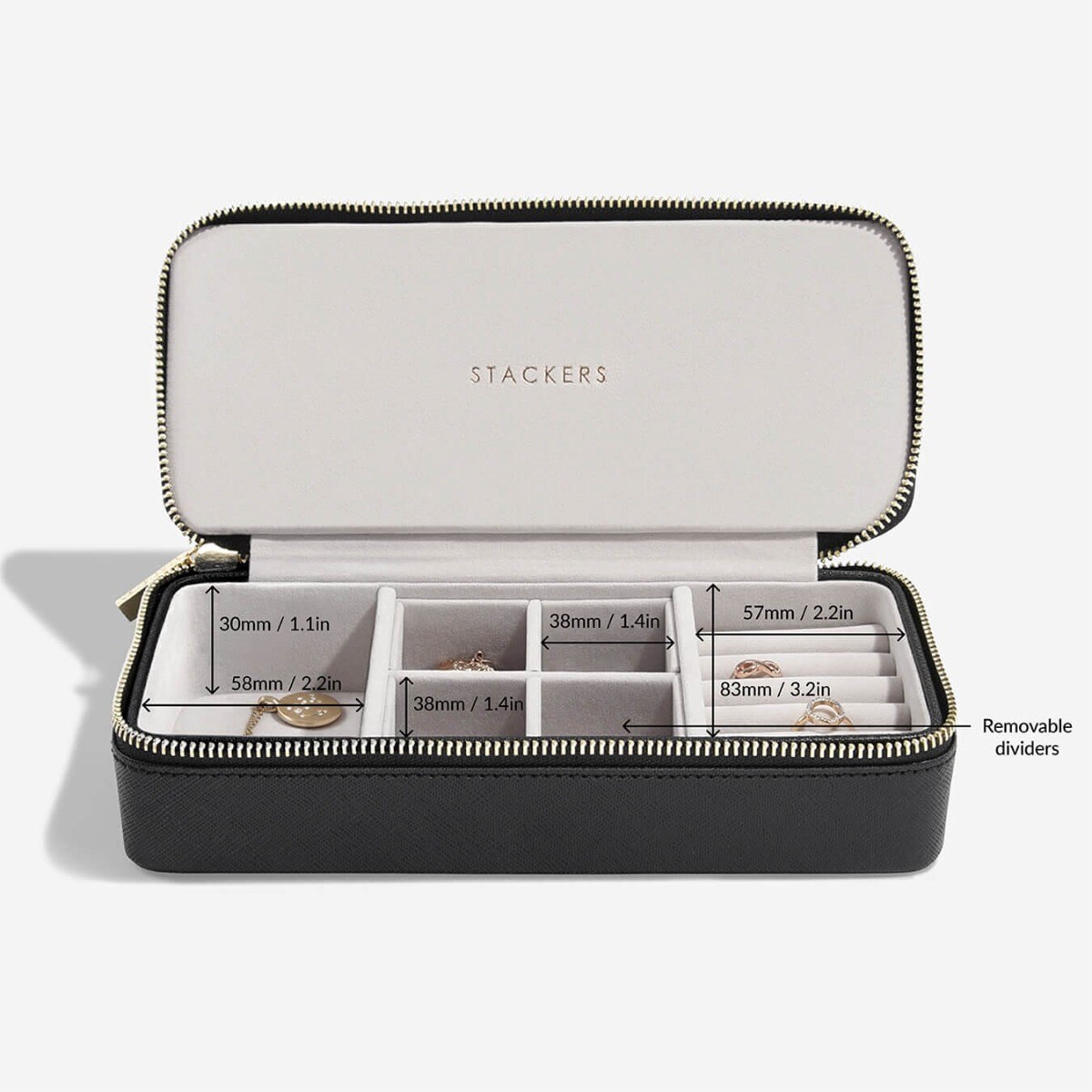 Pudełko podróżne na biżuterię Travel Large Stackers velvet czarne