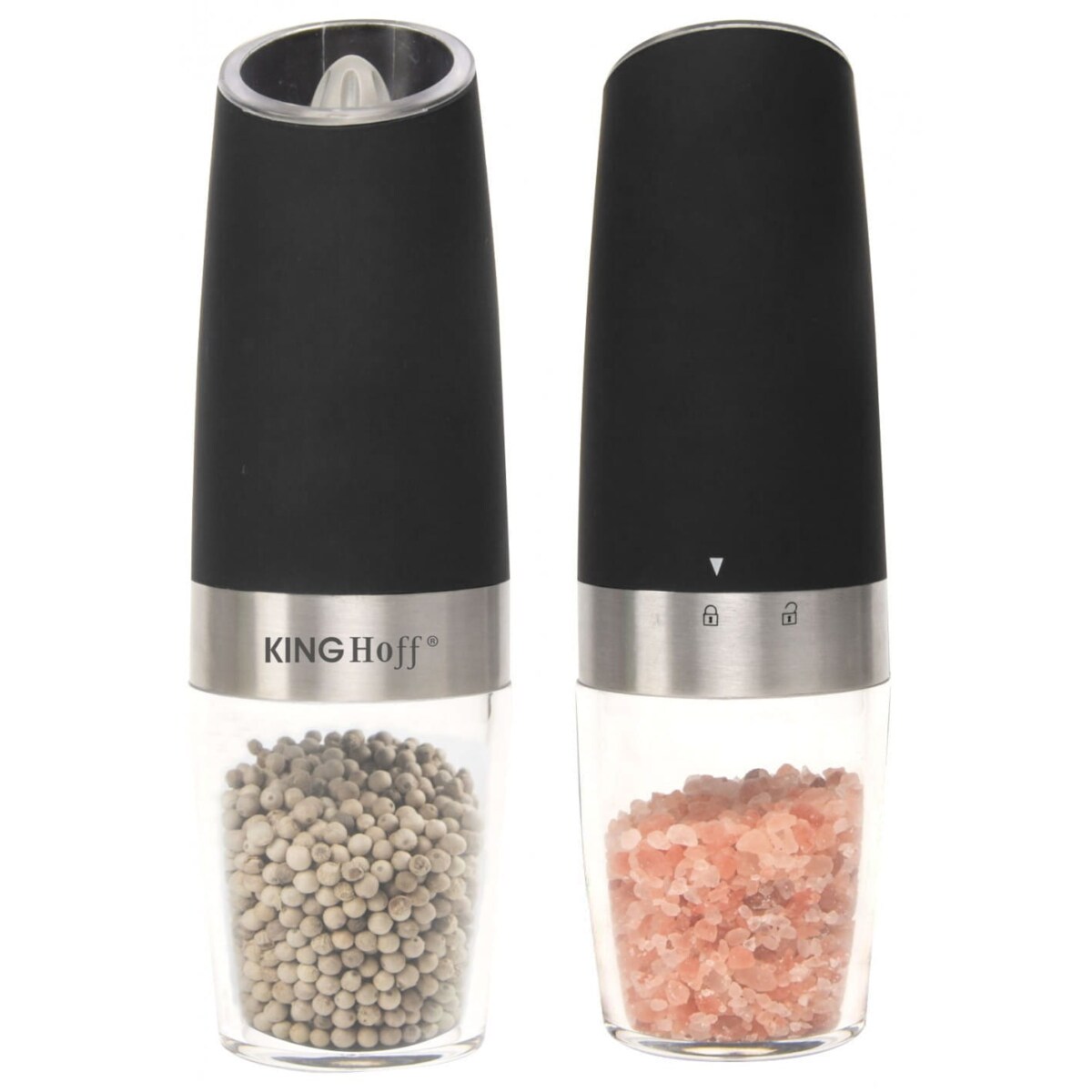 Zestaw 2 elektrycznych młynków grawitacyjnych do soli i pieprzu KINGHOFF