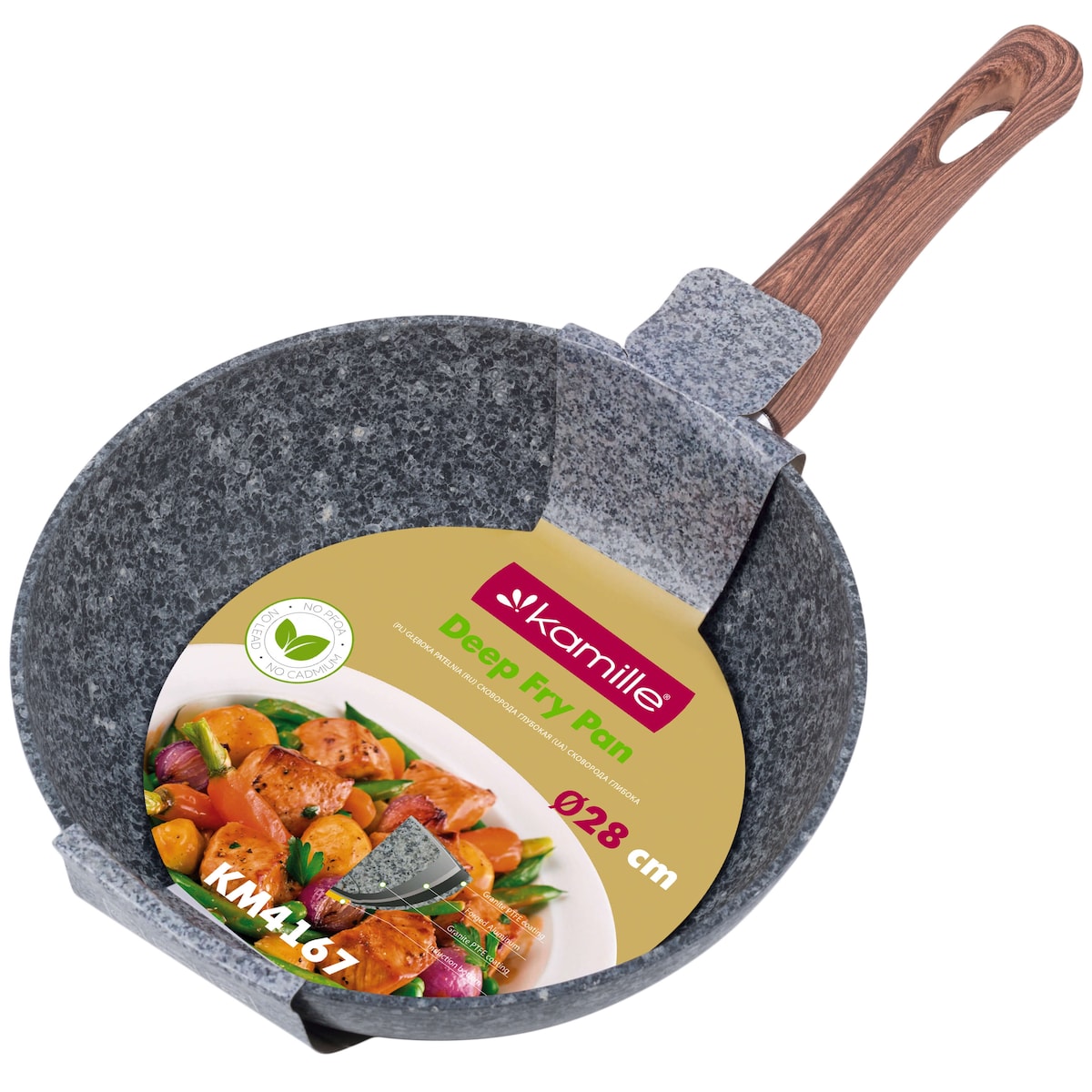 Patelnia granitowa głęboka wok 28cm indukcja KAMILLE