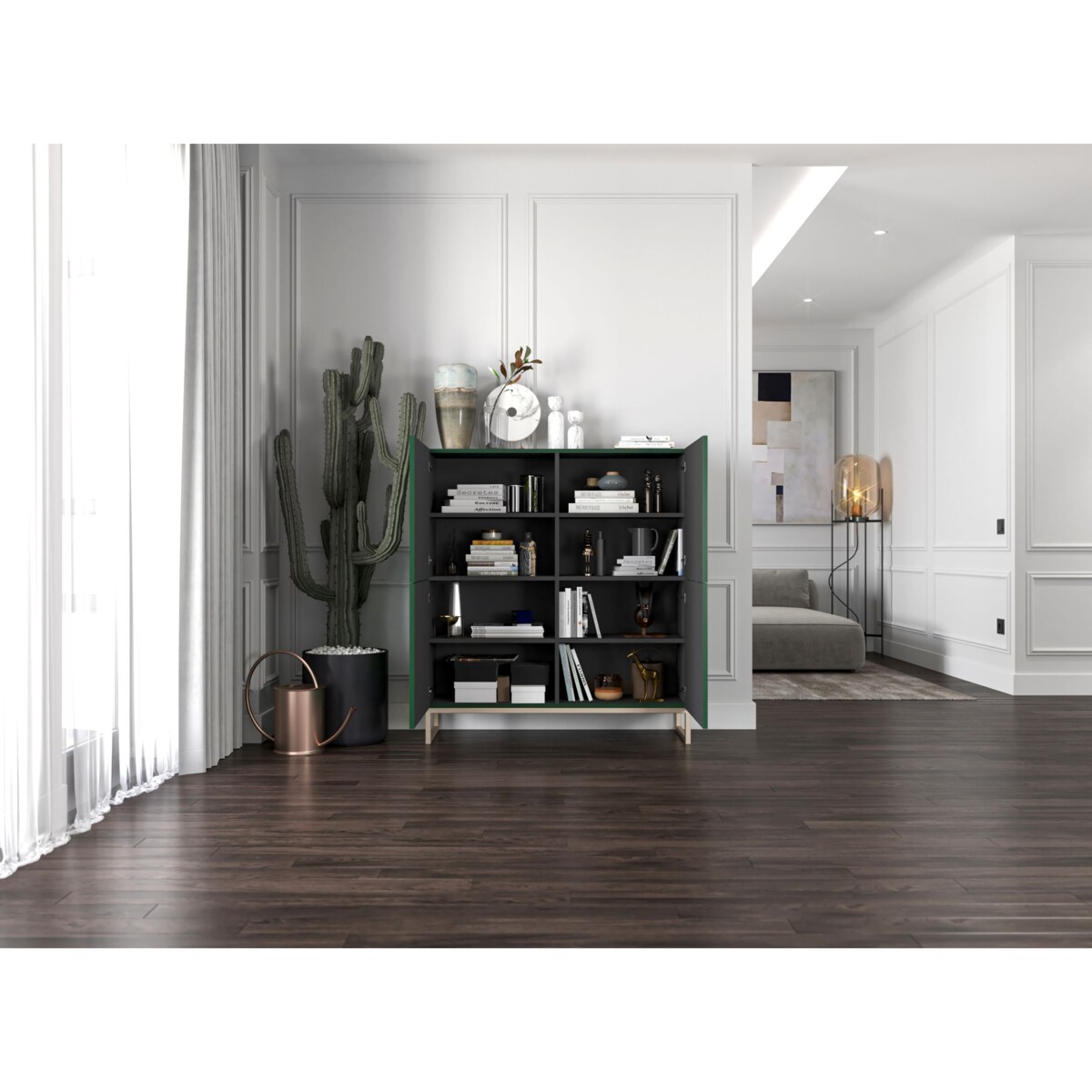 Komoda Glamour RTV Glamour Butelkowa Zieleń Ryflowane Fronty 112 cm